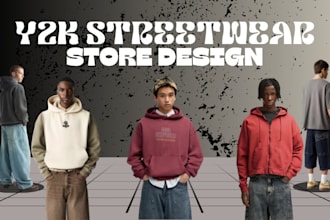 design y2k shopify streetwear website for your clothing brand