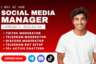 manage social media, do telegram community manager, setup bot for crypto project