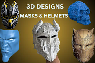 sculpt a custom 3d mask or futuristic 3d helmet for 3d cosplay futuristic mask