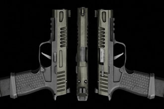 model 3d realistic gun 3d weapon, assets for game