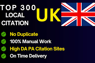 do 300 UK local citations and directory submissions