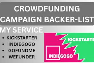 provide active crowdfunding backers list for kickstarter, indiegogo, gofundme