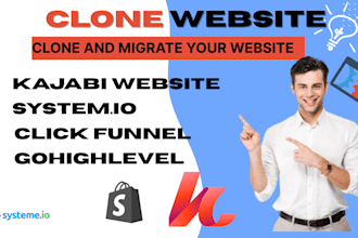 clone clickfunnels, shopify landing page, kajabi, system io, gohighlevel