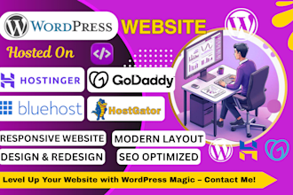 design wordpress website, duda, odoo, weebly hosted hostinger, godaddy, bluehost