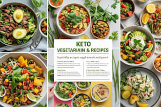 write food recipe, cookbook,keto, vegetarian and meal plan