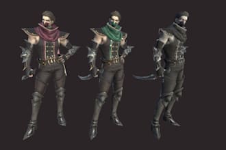 model 3d game character,realistic character,fantasy character,dex3d,blender