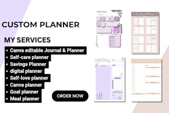 design editable canva planner, workbook, journal, fillable PDF for KDP or etsy