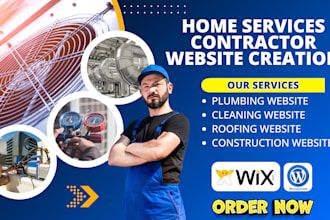 design wix website for construction, roofing, plumbing, cleaning contractors