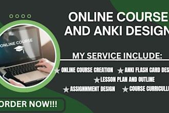 create online course, curriculum, lesson plan, anki, assignment for elearning