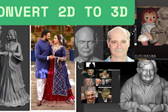 convert 2d to 3d printable model custom 3d head bust model, printable stl file