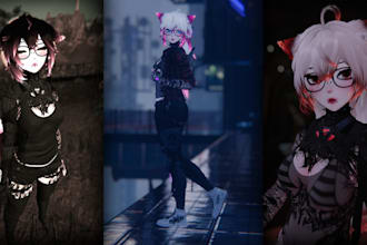 create custom vrchat furry, anime, sci fi avatar in blender and unity 3d
