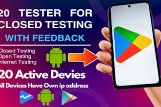 provide real 12 testers or 20 testers for google play console closed testing