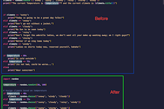 fix python bugs, clean up your code, and explain it clearly