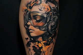 create unique newschool, cartoony tattoo design