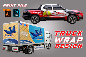 do  commercial truck wrap design, trailer wrap, van wrap, car wrap, vehicle wrap