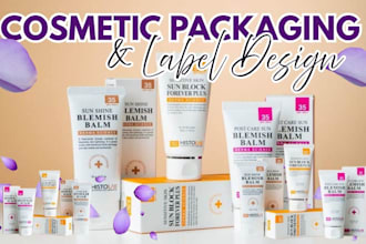 design cosmetic packaging, mailer box, pouch supplement label 3d product mockup