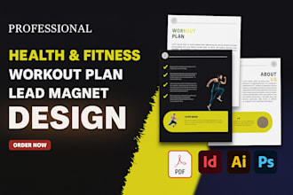 design canva health and fitness, lead magnet, medical ebooks, workout plans pdfs