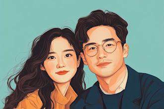 draw family ,couple or grup portrait illustration