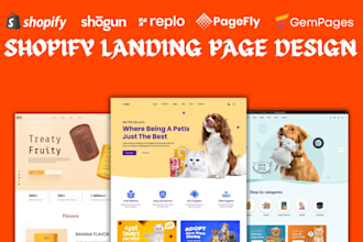 design shopify landing page and custom store using pagefly, gempages, replo