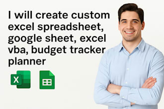 create custom excel spreadsheet, google sheet, excel vba, budget tracker planner