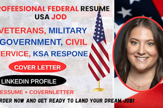 write federal resume executive resume, cover letter,  USA job, resume writer