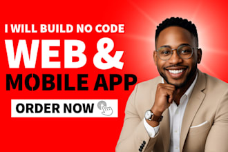 build no code app with glide, adalo, appsheet, bubble website or flutterflow