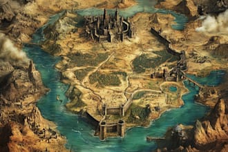 fantasy map illustration vector map city map
