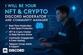handle discord mod, chat engagement, and bot setup telegram community server