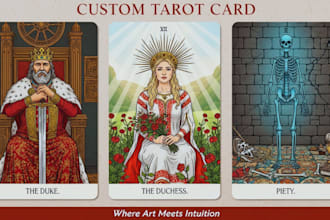 create custom tarot card design tarot deck art with fantasy or dark illustration
