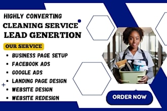generate quality cleaning service leads via facebook, google ad and sales funnel