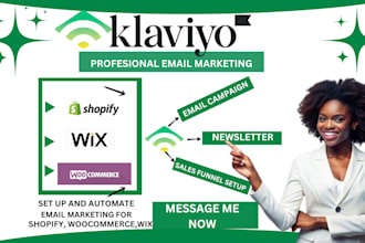 set up and automate klaviyo email marketing for shopify or woocommerce wix