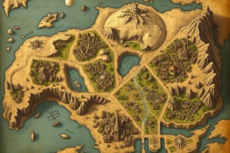 create detailed fantasy world, regional and city maps