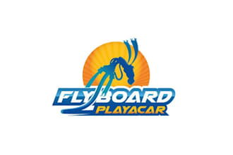 make awesome sunset beaches water and flyboard player logo