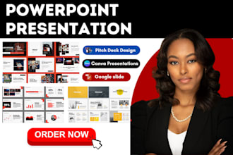 design powerpoint presentation, pitch deck, do voice over, canva presentation