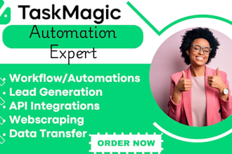 setup your taskmagic automation,using taskmagic workflow,made com automation