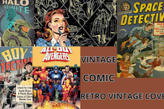 draw vintage retro comic art in golden age comic book style