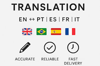 translate texts between english, portuguese, spanish, french, and italian