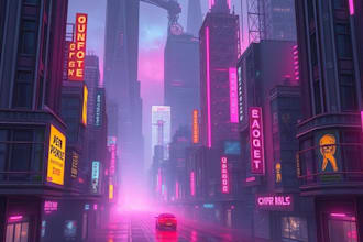 design a high quality cyberpunk city sci fi concept art