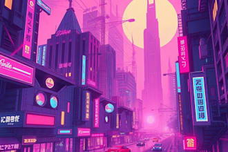 do cyberpunk futuristic city art