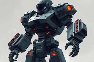 make cyberpunk sci fi robot, mecha character concept art