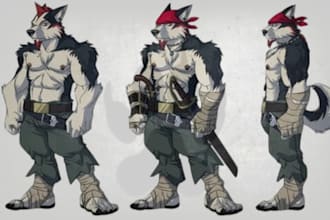 draw custom furry art icons anthro furry ref sheet fursona character ref sheet