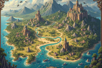 make fantasy map illustration for dnd, novels and games
