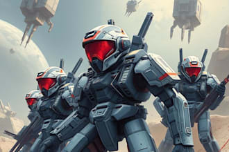 design futuristic mecha robots and pilots cyberpunk concept art