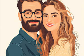 make cartoon illustration for couple
