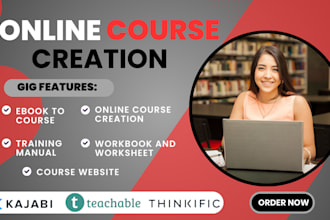 create online course creation course content course website on kajabi, thinkific