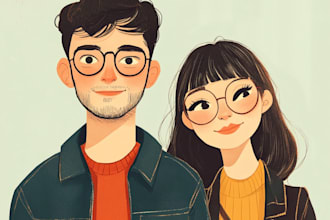 create a couple portrait illustration