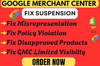fix google merchant center suspension, misrepresentation gmc product disapproved