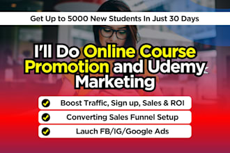 do course marketing udemy online course promotion thinkific kajabi sales funnel