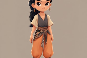 create flat 2d characters in high resolution graphics