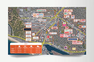 design real estate om aerial map brochure, financial summary prospectus booklet